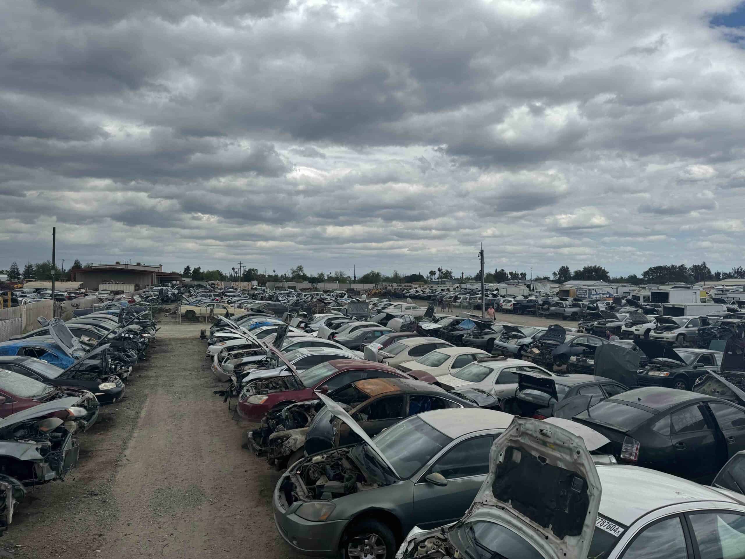 Westside Auto Dismantlers Fresno yard view of junk cars